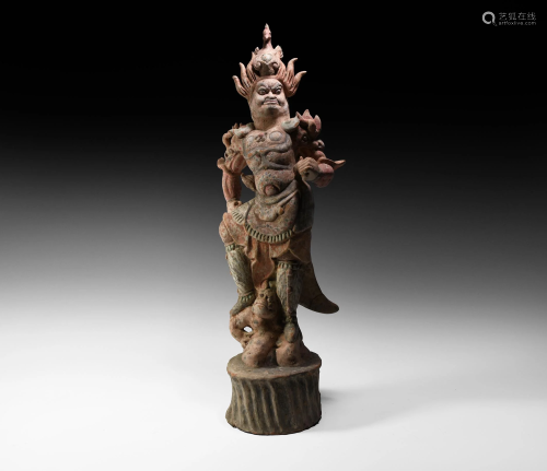 Chinese Tang Terracotta Warrior Guardian Figure