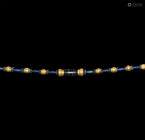 Lapis Lazuli and Gold Bead Necklace