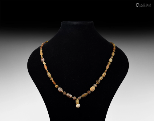 Roman Mixed Amber Glass Bead Necklace