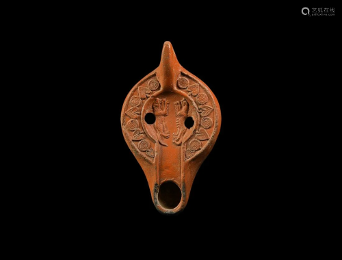 Late Roman Oil Lamp with Lions
