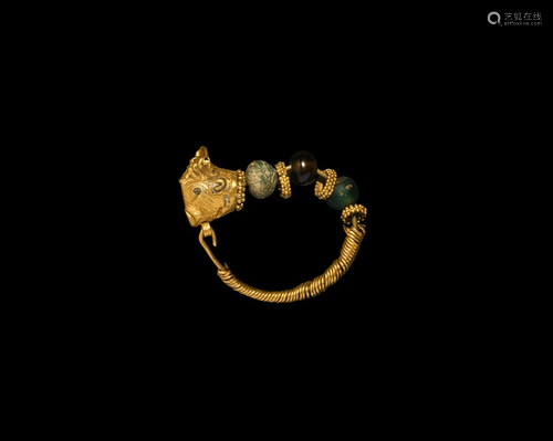 Greek Gold Earring with Bull's Head