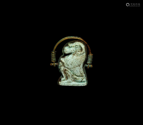 Egyptian Baboon Amulet in Swivel Ring