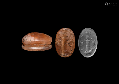 Phoenician Scarab with 'Master of Beasts' Figure