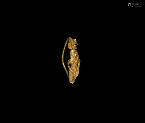 Greek Gold Earring with Nude Eros