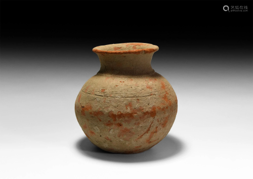 Roman Redware Jug with Ring Decoration