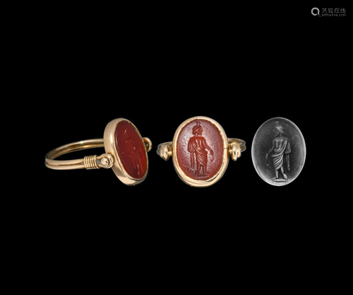 Roman Serapis Gemstone in Gold Ring