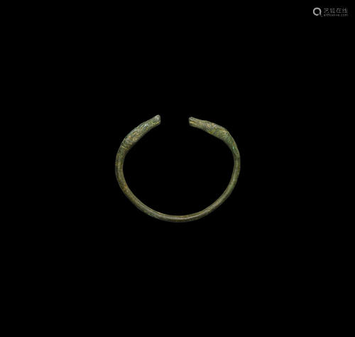 Roman Bracelet with Wolf Head Terminals