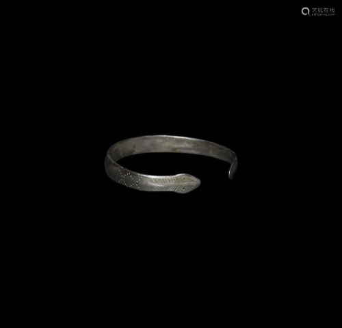 Roman Silver Snake-Head Bracelet