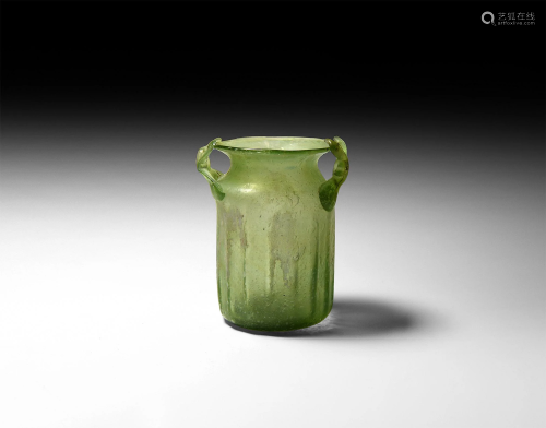 Roman Fluted Green Glass Vessel