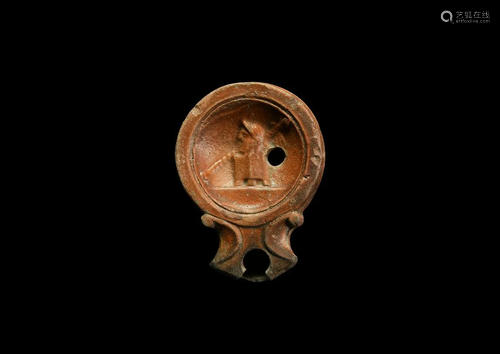 Roman Oil Lamp with Gladiator