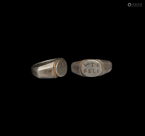 Roman Silver Ring Inscribed VTE FELI / Use It Wit…