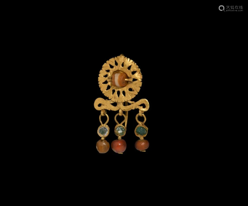 Roman Gold Earring with Pendant Drops