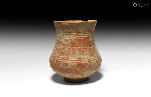 Roman Redware Beaker with Ring Decoration