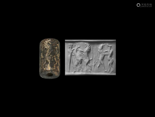 Akkadian Cylinder Seal with Contest Scene
