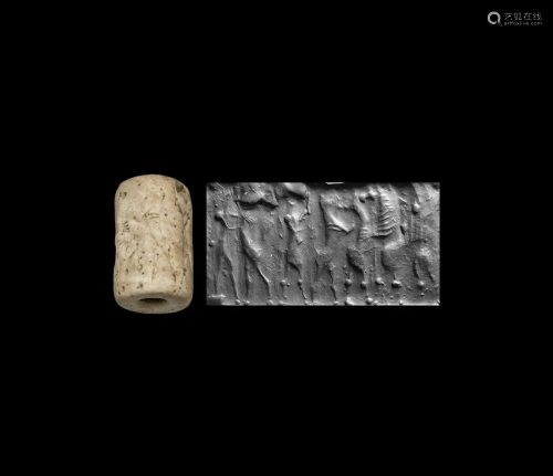 Agate Cylinder Seal with Contest Scenes