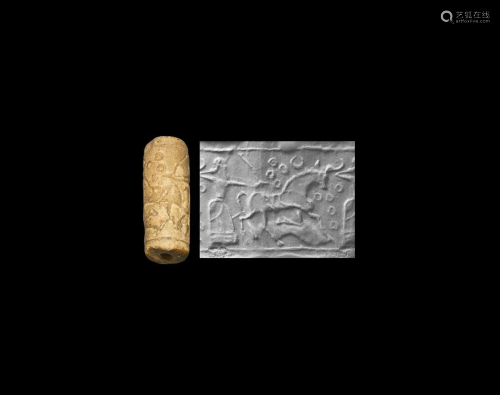 Mesopotamian Cylinder Seal with Archer and Bull