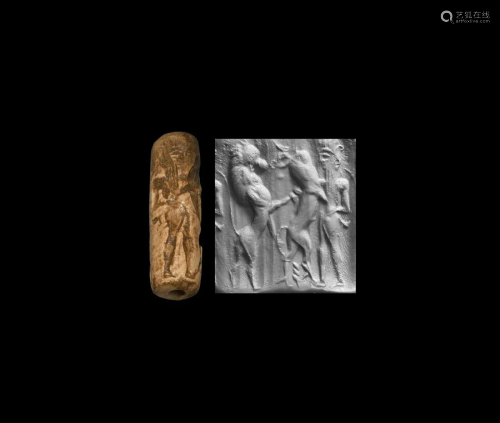 Akkadian Cylinder Seal with Contest Scene