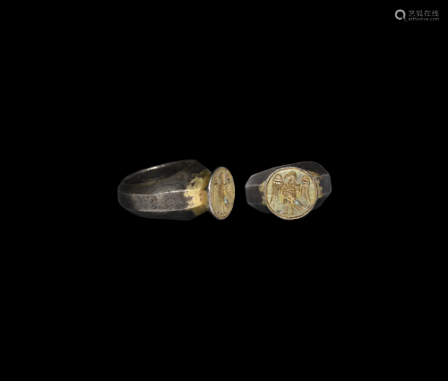 Byzantine Gilt Silver Ring with Eagle