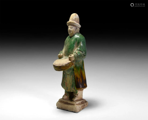 Chinese Ming Musician with Drum