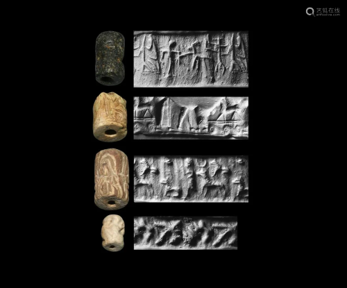 Cylinder Seal Group Human and Animal Scenes