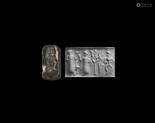 Old Babylonian Cylinder Seal with Worship Scene and