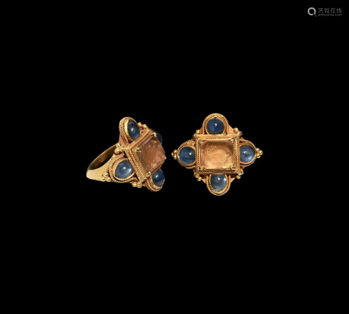 Cambodian Gold Ring with Fish Gemstone