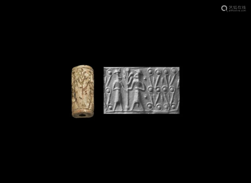 Mitanni Cylinder Seal with Sacred Tree and Figures