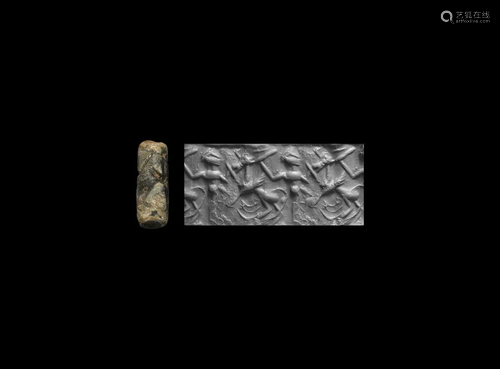 Cylinder Seal with Nude Hero Contest Scene