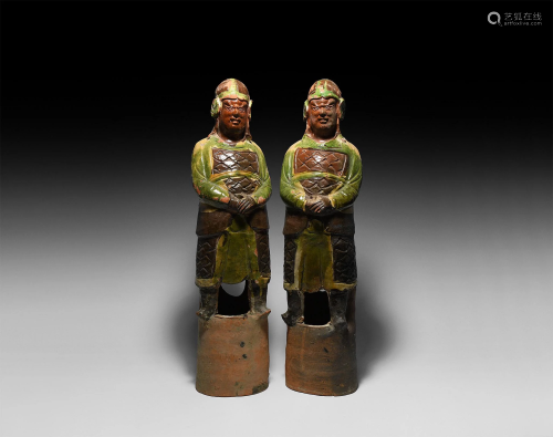 Large Chinese Song Military Figure Pair