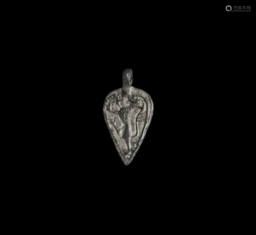 Medieval Silver Heraldic Pendant with Beast