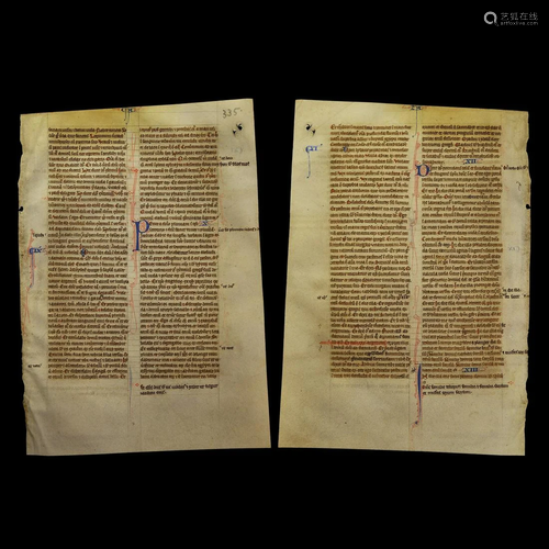 Medieval Illuminated Latin Bible Vellum Leaf