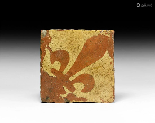 Medieval Heraldic Fleur-de-Lys Tile