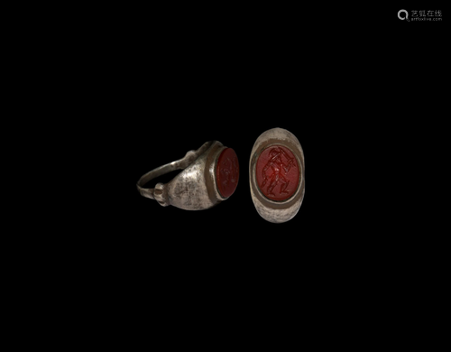 Roman Style Silver Ring with Gladiator Gemstone