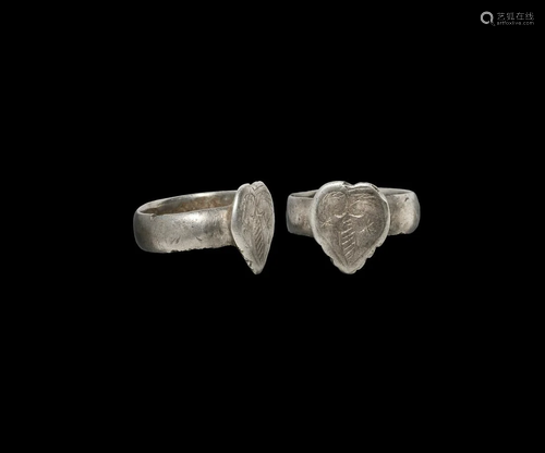 Medieval Silver Ring with Heart-Shaped Bezel