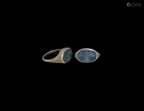 Timurid Silver Ring with Bird Gemstone