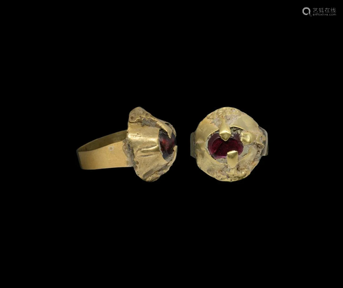 Islamic Gold Ring with Garnet