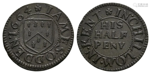 17th Century - Kent - Chilham - Odden - Token Halfp…