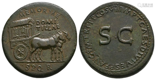 Domitilla - Carpentum Sestertius