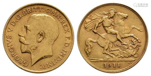 George V - 1911 - Gold Half Sovereign