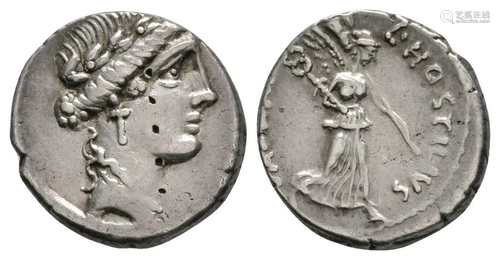 L Hostilius Saserna - Victory Denarius