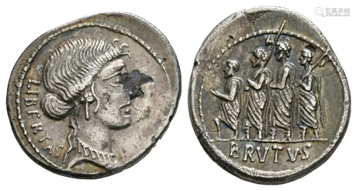 Q Servilius Caepio Brutus - Libertas Plated Denarius