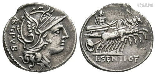 L Sentius C f - Jupiter Denarius