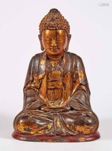 BUDDHA in meditation position made of gold and red…