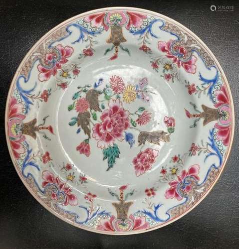 PLATE in porcelain of the Cie des Indes with polyc…