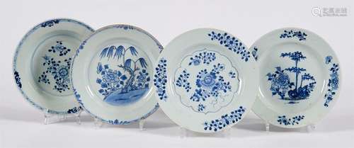 LOT composed of four porcelain plates decorated in…