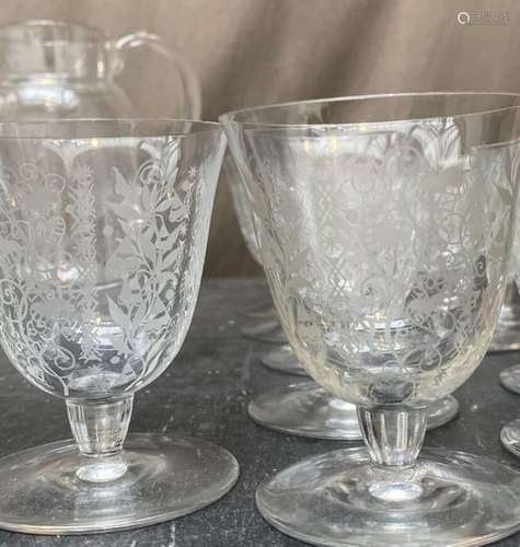 SAINT LOUIS: Set of cut crystal glasses service wi…