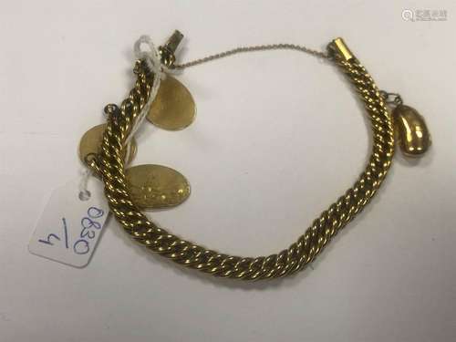 18K (750 thousandths) yellow gold bracelet with br…