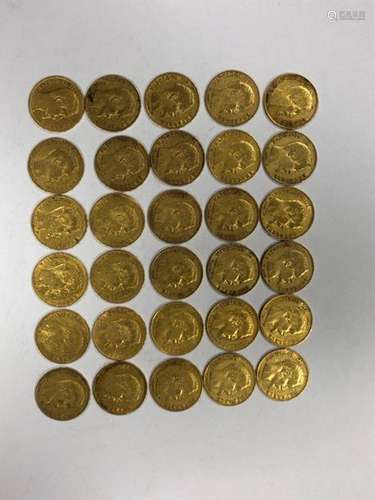 THIRTY PIECES of 20 gold francs, NAPOLEON III Empe…