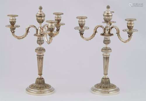 BEAUTIFUL PAIR OF SILVERED BRONZE FLAMBEAUX in Lou…