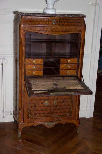 SECRETARY with flap in veneer wood with marquetry …